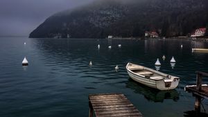 Preview wallpaper pier, boat, sea, nature