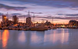 Preview wallpaper pier, boat, sunset