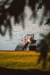 Preview wallpaper pier, boat, water, shore, lake