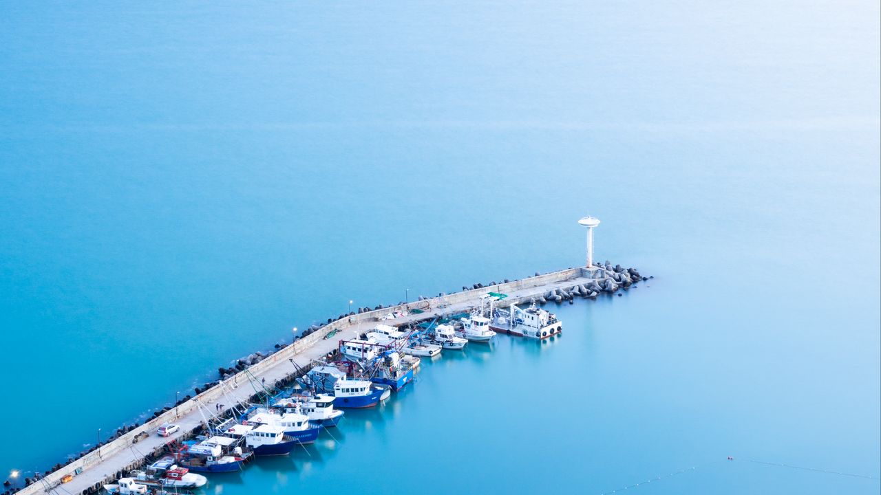 Wallpaper pier, boats, lighthouse, sea