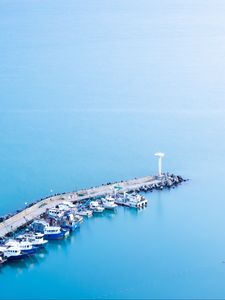 Preview wallpaper pier, boats, lighthouse, sea