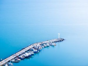 Preview wallpaper pier, boats, lighthouse, sea