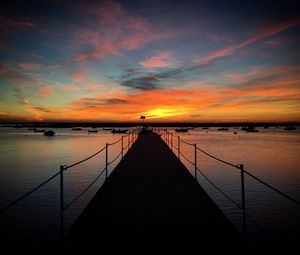 Preview wallpaper pier, boats, sea, horizon, evening