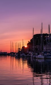 Preview wallpaper pier, boats, sunset