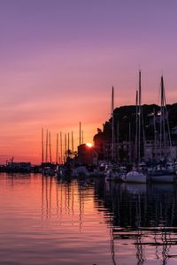 Preview wallpaper pier, boats, sunset