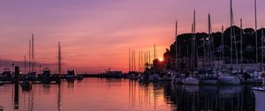 Preview wallpaper pier, boats, sunset