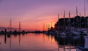 Preview wallpaper pier, boats, sunset
