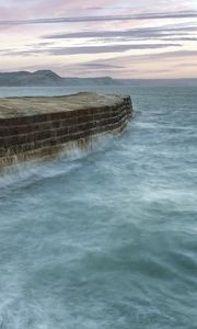 Preview wallpaper pier, bricks, sea, horizon