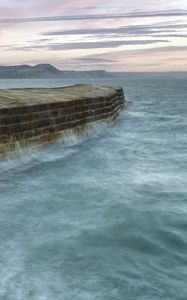 Preview wallpaper pier, bricks, sea, horizon