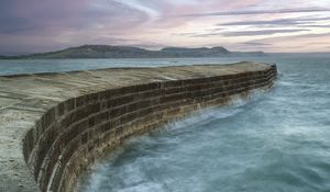 Preview wallpaper pier, bricks, sea, horizon