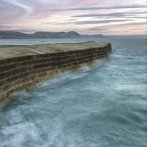 Preview wallpaper pier, bricks, sea, horizon