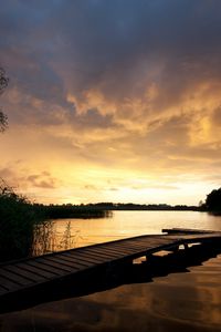 Preview wallpaper pier, bridge, lake, decline, coast, outlines