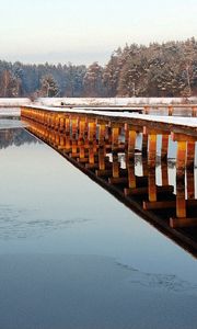 Preview wallpaper pier, bridge, path, frosts, wooden, ice