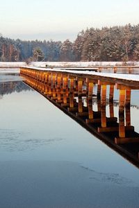 Preview wallpaper pier, bridge, path, frosts, wooden, ice