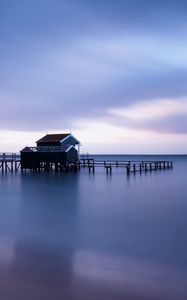 Preview wallpaper pier, bridge, sea, sky, horizon