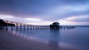 Preview wallpaper pier, bridge, sea, sky, horizon