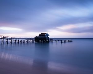 Preview wallpaper pier, bridge, sea, sky, horizon