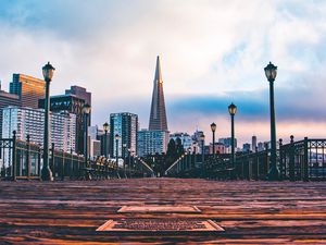 Preview wallpaper pier, buildings, bridge, san francisco, usa