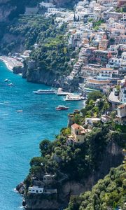 Preview wallpaper pier, buildings, yachts, sea, trees