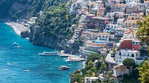 Preview wallpaper pier, buildings, yachts, sea, trees