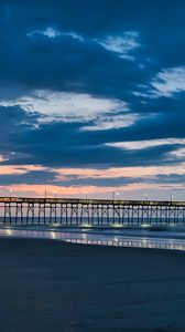 Preview wallpaper pier, coast, sand, horizon, sea