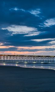 Preview wallpaper pier, coast, sand, horizon, sea