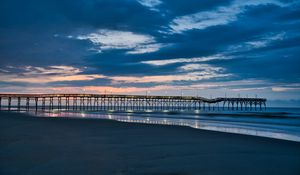 Preview wallpaper pier, coast, sand, horizon, sea
