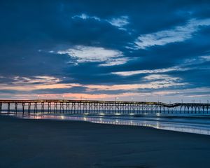 Preview wallpaper pier, coast, sand, horizon, sea