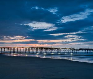 Preview wallpaper pier, coast, sand, horizon, sea