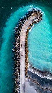 Preview wallpaper pier, coast, sea, aerial view