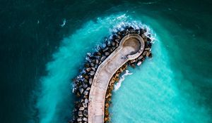 Preview wallpaper pier, coast, sea, aerial view