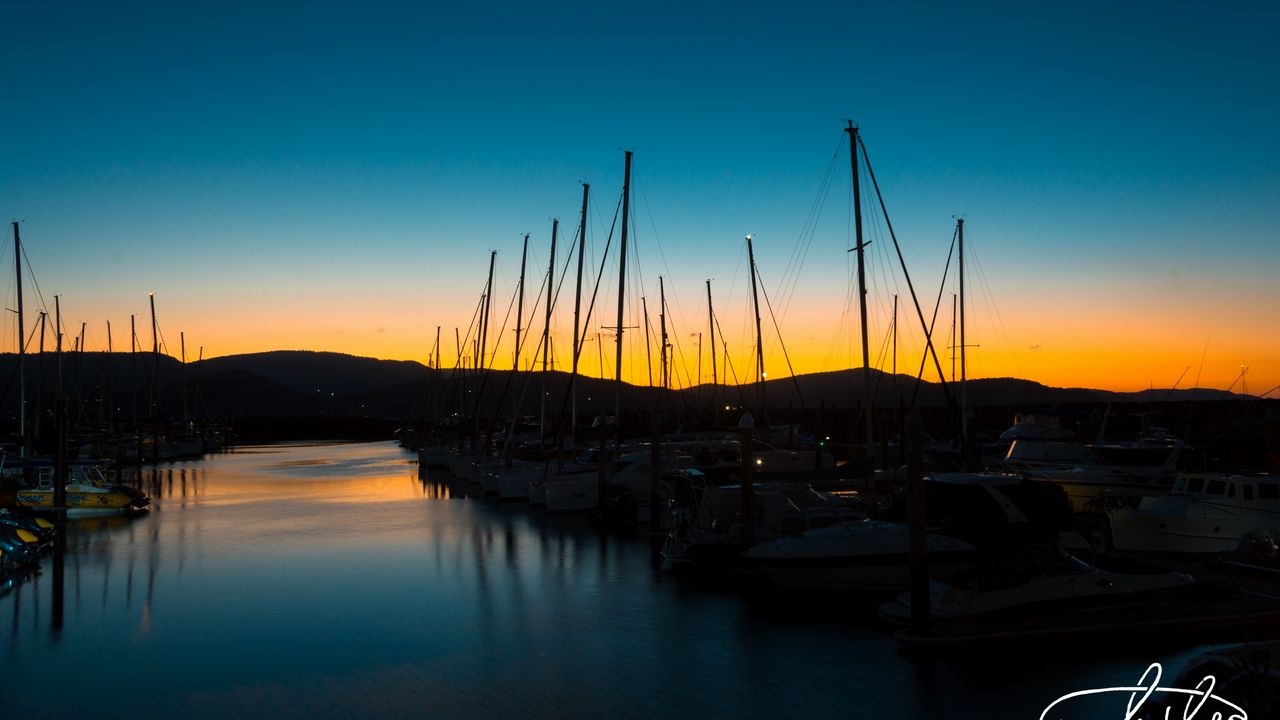 Wallpaper pier, dock, boat, sunset, sky