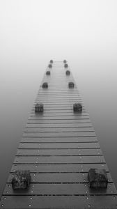 Preview wallpaper pier, fog, bw, gray