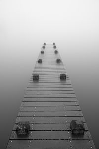 Preview wallpaper pier, fog, bw, gray