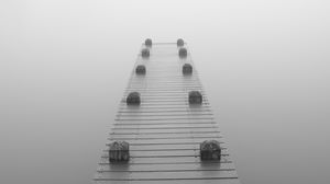 Preview wallpaper pier, fog, bw, gray