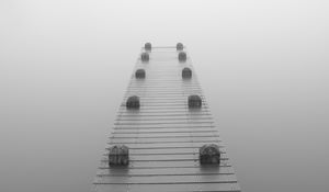 Preview wallpaper pier, fog, bw, gray