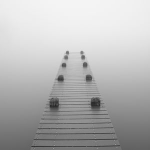 Preview wallpaper pier, fog, bw, gray