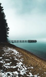 Preview wallpaper pier, fog, coast