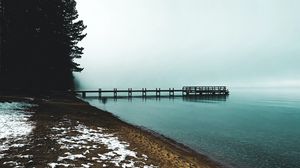 Preview wallpaper pier, fog, coast