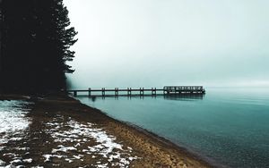 Preview wallpaper pier, fog, coast