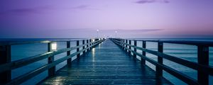 Preview wallpaper pier, horizon, sea, dark, purple, blue