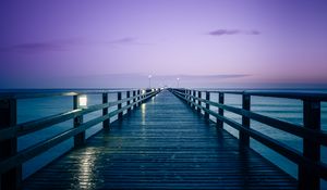 Preview wallpaper pier, horizon, sea, dark, purple, blue