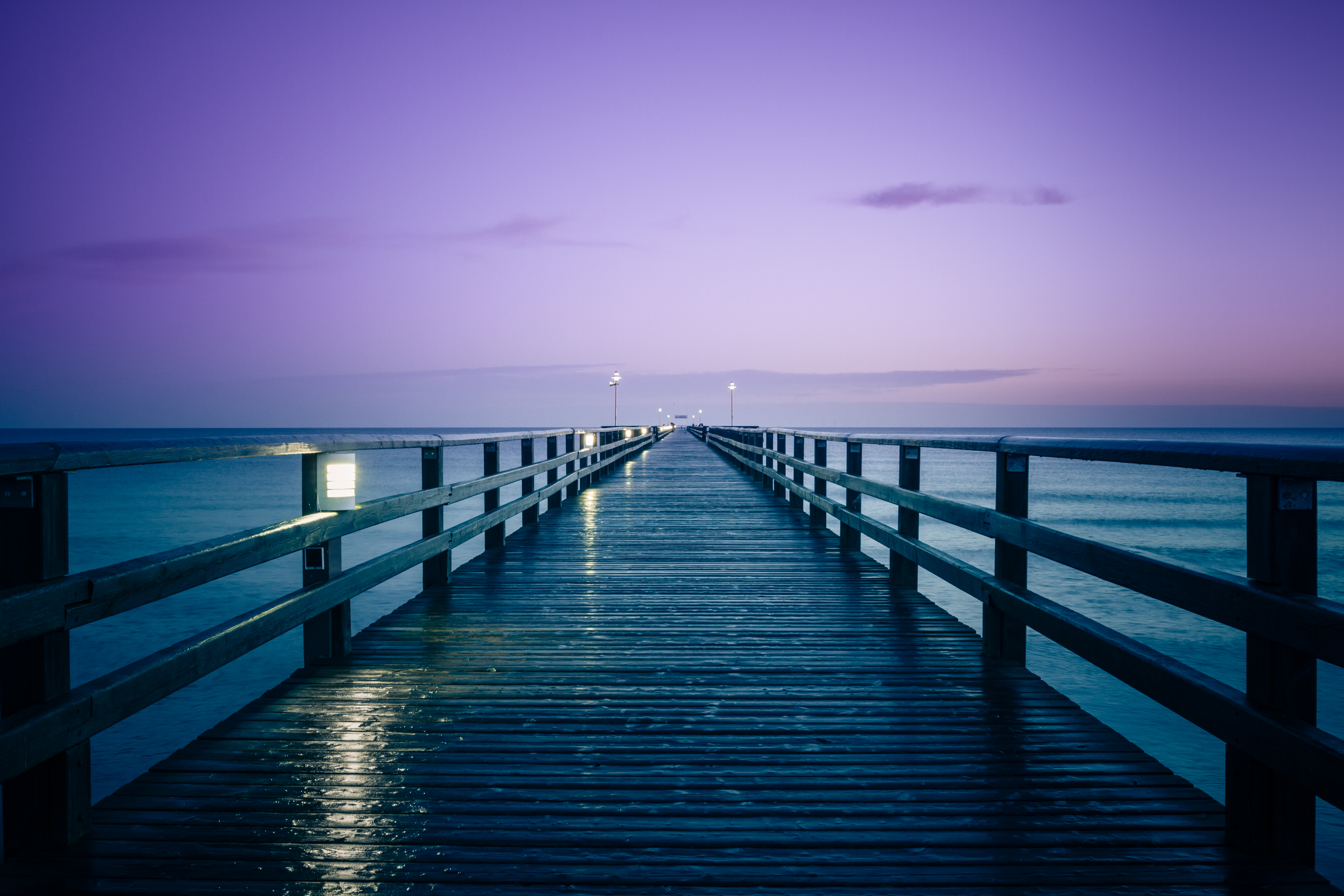 Download 5184x3456 pier, horizon, sea, dark, purple, blue wallpaper, backgr...