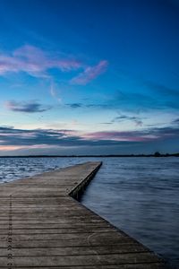 Preview wallpaper pier, horizon, sunset, water, wooden