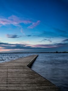 Preview wallpaper pier, horizon, sunset, water, wooden