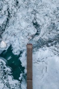 Preview wallpaper pier, ice, aerial view, ice floes