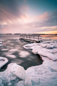 Preview wallpaper pier, ice floe, ice, horizon, helsinki, finland