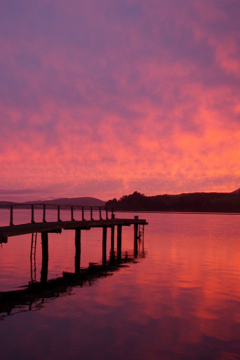 Download wallpaper 800x1200 pier, lake, hills, evening iphone 4s/4 for