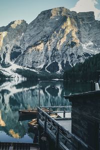 Preview wallpaper pier, lake, mountains, landscape, dock