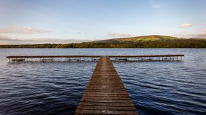 Preview wallpaper pier, lake, nature, landscape
